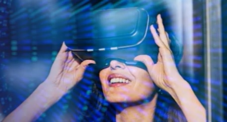 Woman using virtual reality
