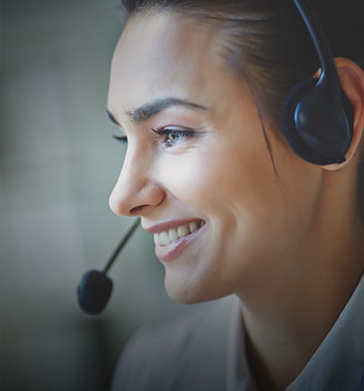 female call center agent smiling