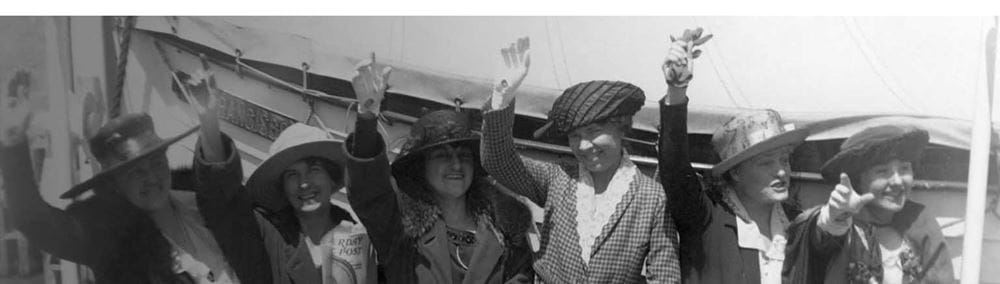 Vintage image of women waving good-bye