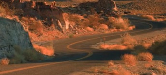 route 66 promotional image with curved road